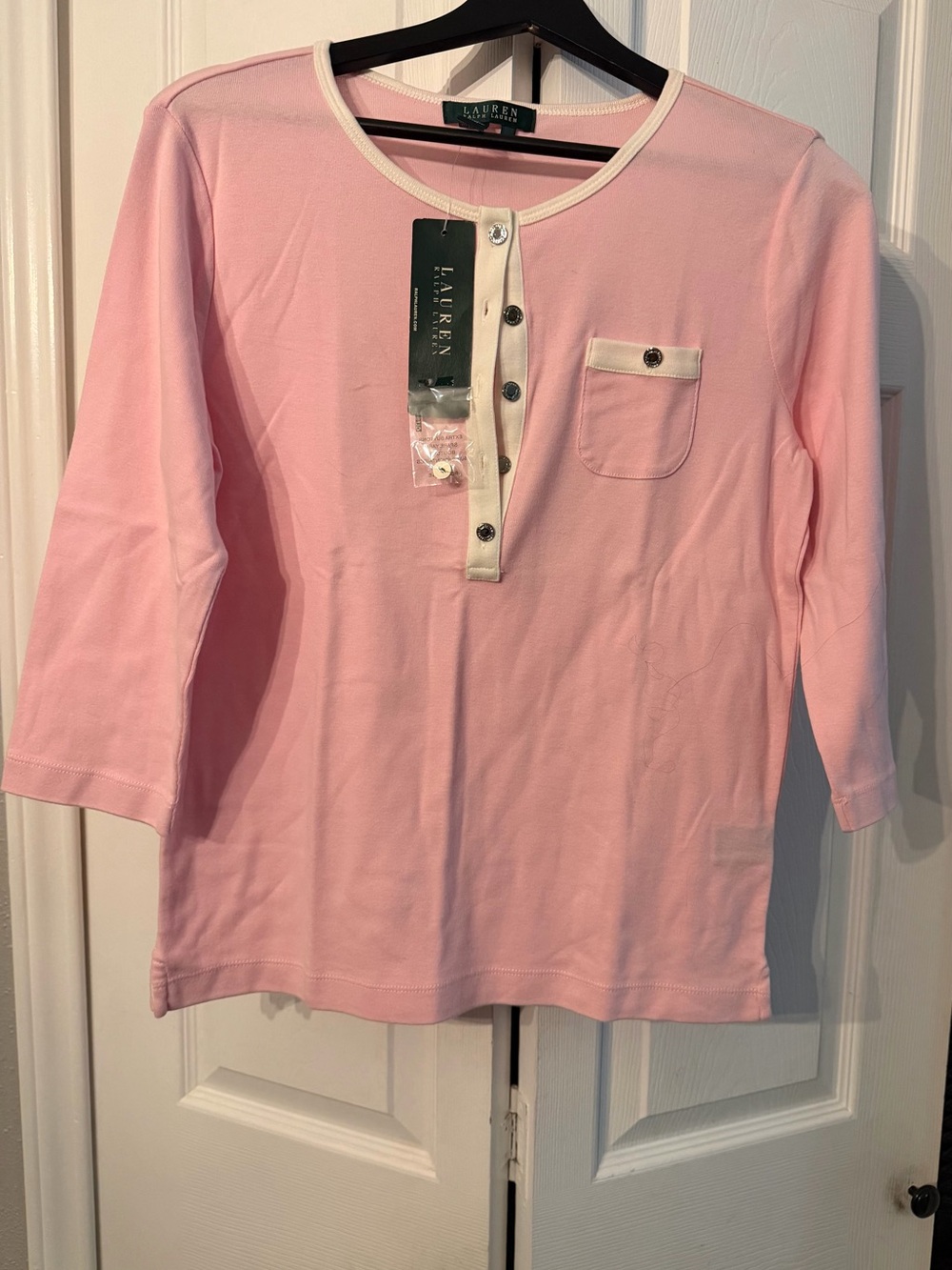 Lauren Ralph Lauren Pink Long Sleeve with Cream Trim